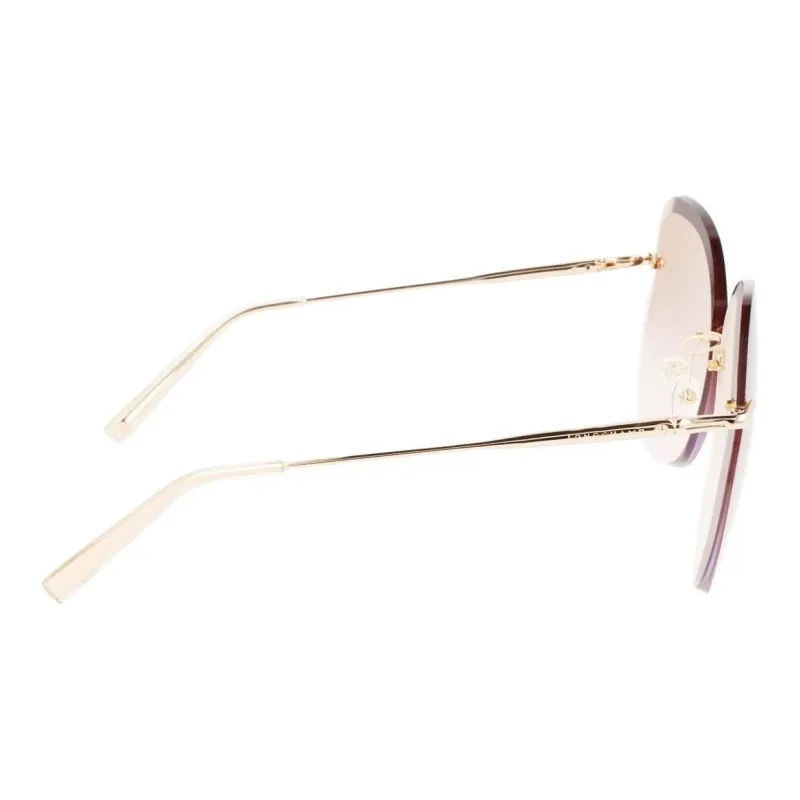 LONGCHAMP Metal Irregular Shape Sunglasses Women's Gold-6