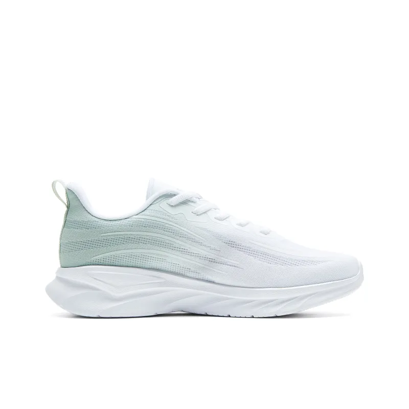 PEAK Cushioning Abrasion Resistant Breathable Slip Resistant Low Top Running Shoes Women's Large White Sprout Green-1