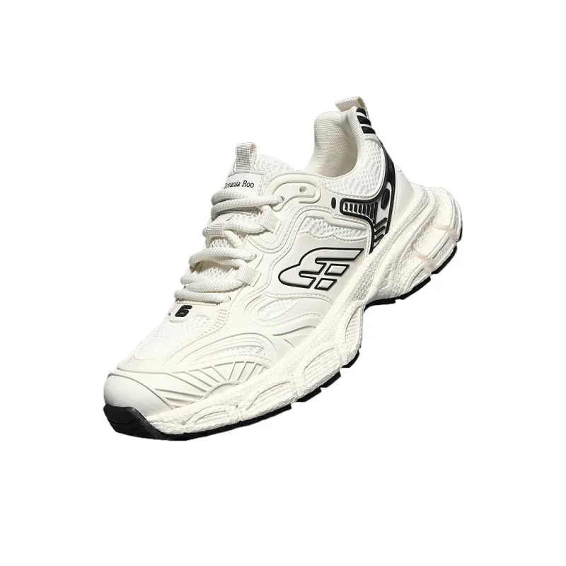 OCEANIA ROO Shock Absorbers Slip Resistant, Abrasion Resistant, Breathable Low Top Chunky Sneakers Men's White-1