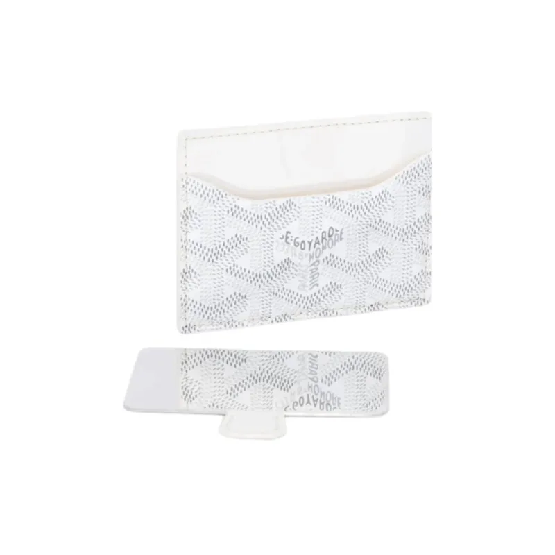 GOYARD Canvas With Calfskin Card Holder Unisex White-1