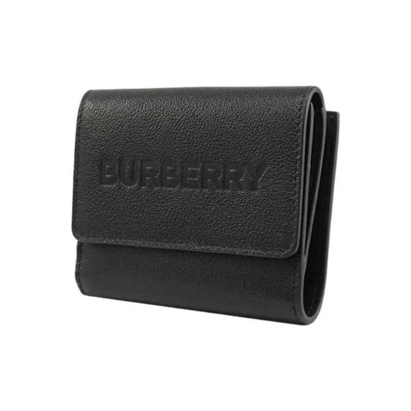 Burberry Leather Card Clip Wallets Regular Women's Black-1