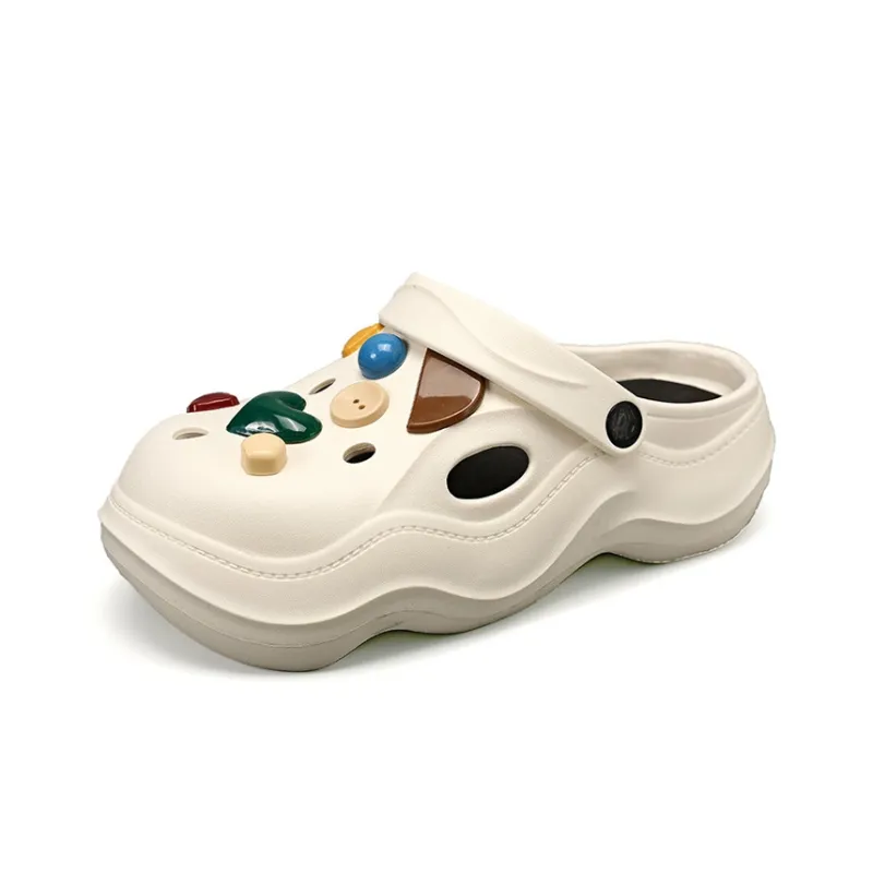 OUBT Wave Bottom Gemstone Decoration Closed Toe Clogs Women's-2