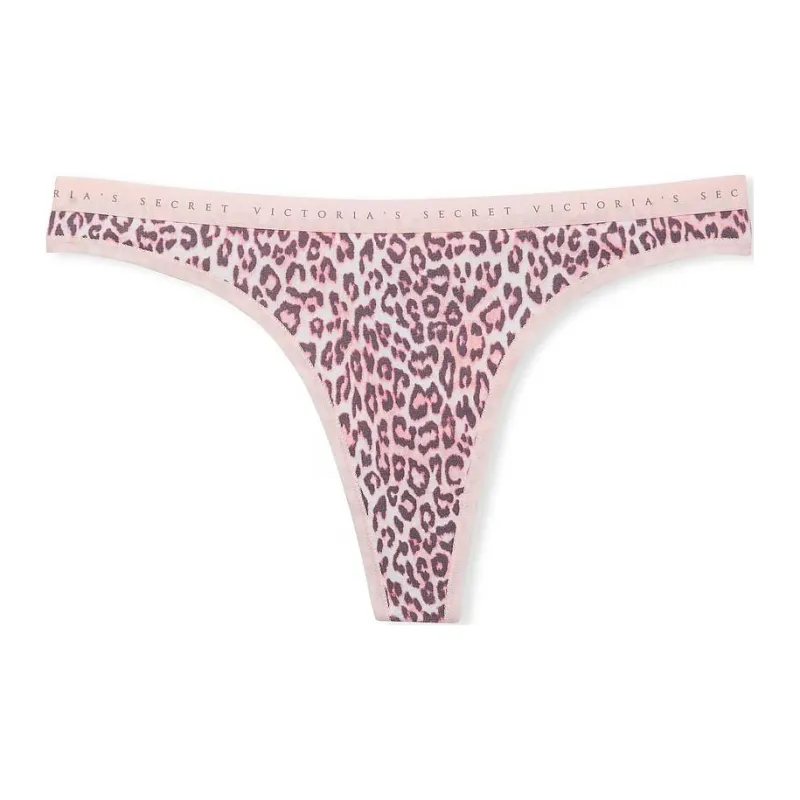 Victoria's Secret Pink NEW!Stretch Cotton Thong Panty / Leopard Print Underpants Women's 1 Pack Leopard Print-0