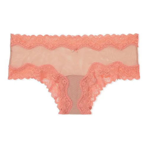 Victoria's Secret PINK Tease Mesh Lace Trim Cheeky Panty / EB Underpants Women's 1 Pack Orange Red