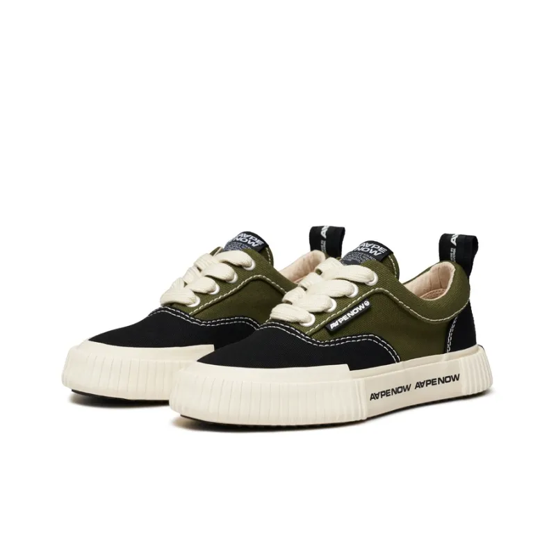 Aape Canvas Shoes Men Low Top Black/White/Army Green-5