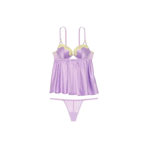 Victoria's Secret VERY SEXY Tease Satin Push-Up Babydoll/P Pajama Set Women's Purple