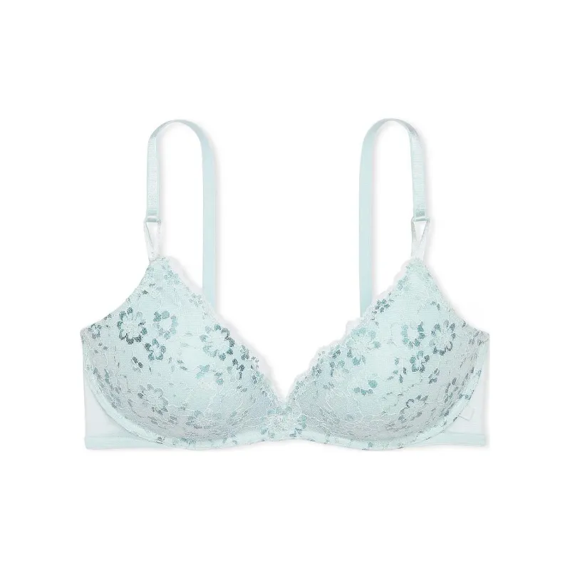 Victoria's Secret Sexy Tee Lace Wireless Push-Up Bra / Ballad Blue Bra Women's Folk Blue-0