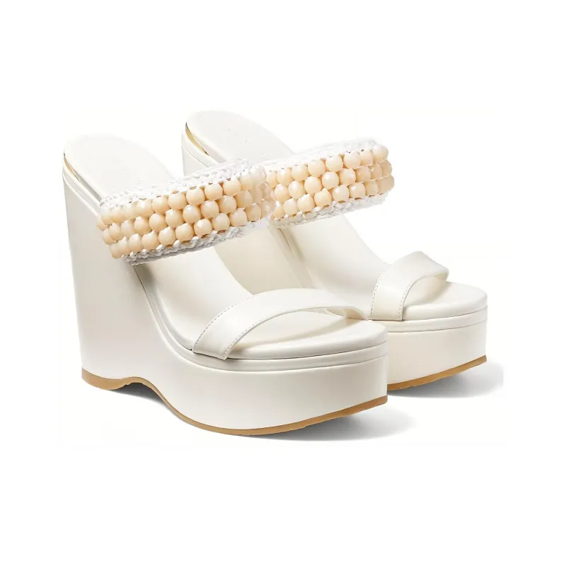 Jimmy Choo Amoure Beaded Wedge Sandals-2