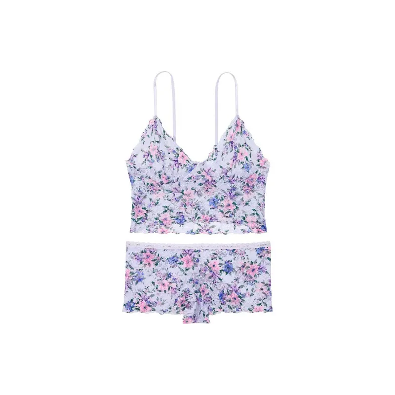 Victoria's Secret PINK Lace Cami & Shortie Set/Floral Underwear Set Women's Multicolor-0