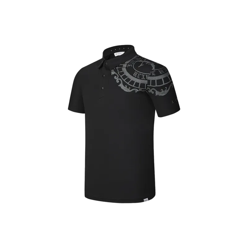 FILA Golf Series Short Sleeved Polo Shirt Men's Pitch Black-1