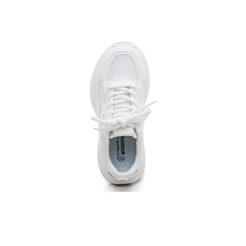 Warrior Height Increasing Abrasion Resistant Low Top Chunky Sneakers Women's White-3