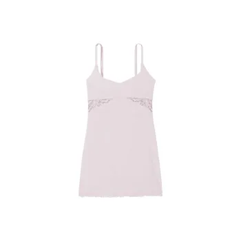 Victoria's Secret VICTORIA'SSECRET Modal Lace Trim Sweetheart Slip Dress Nightgown Women's Light Purple Gray