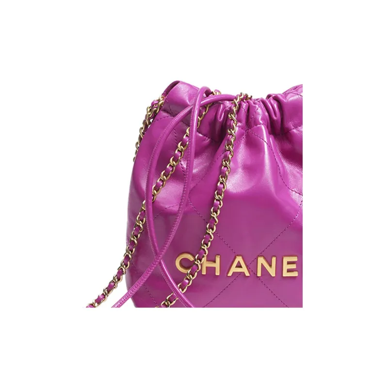 CHANEL 22Bag Bright Calfskin Bucket Bag, Shoulder Bag, Crossbody Bag Women's Rose Red-2