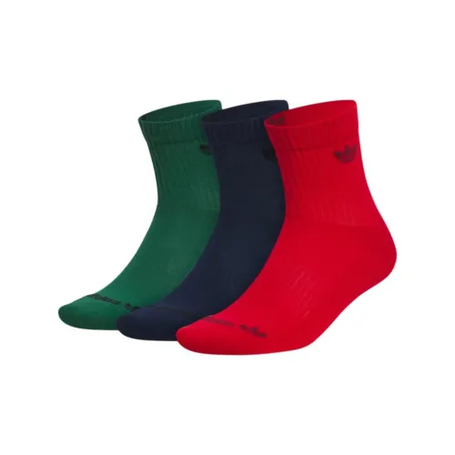 Adidas Originals TREFOIL 2.0 Knee-High Socks Unisex 3 Pack Preppy Green/Midnight Indigo/Crimson