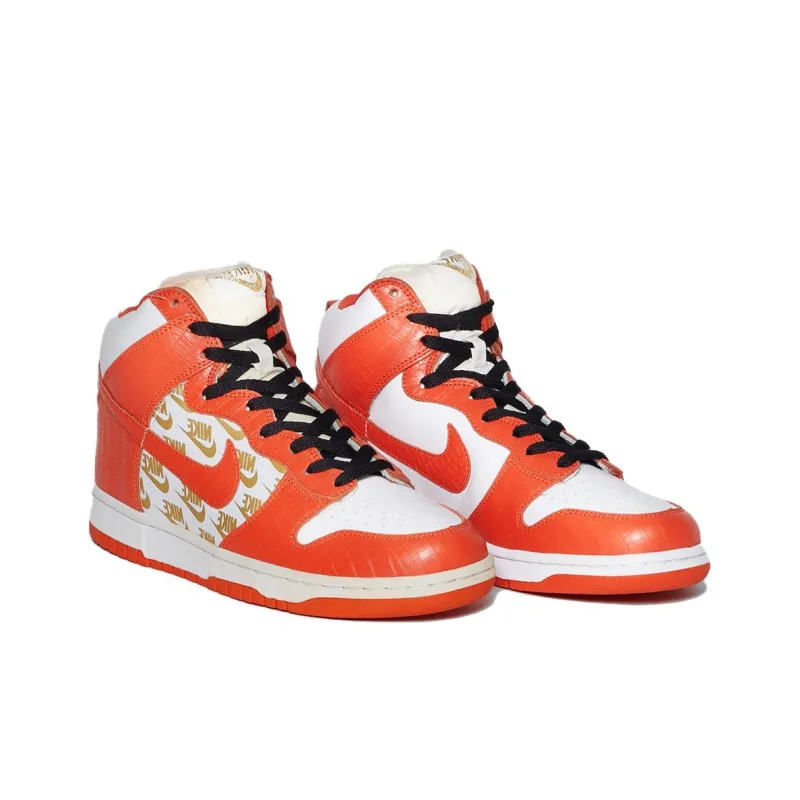 Supreme x Nike Dunk SB Slip-Resistant Mid-Top Skateboard Shoes Men's Orange-1