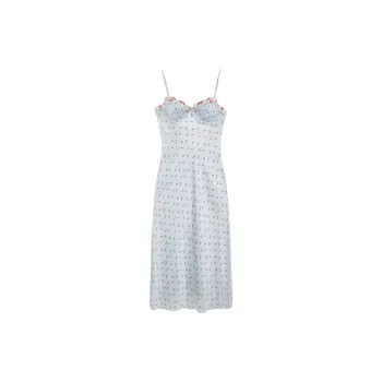 Victoria's Secret PINK Cotton Sleepshirt Aurelia Midi Slip Dress/Blue/Pink Nightgown Women's Blue/Pink