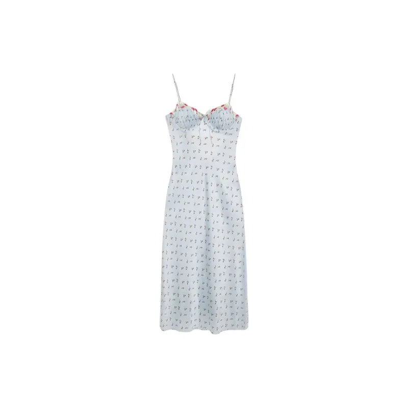 Victoria's Secret PINK Cotton Sleepshirt Aurelia Midi Slip Dress/Blue/Pink Nightgown Women's Blue/Pink-0