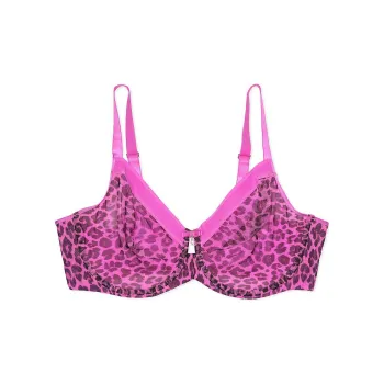 Victoria's Secret Sheer Mesh Unlined Underwire Bra Bra Women's Pink Leopard
