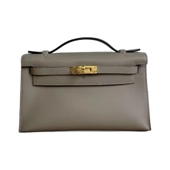 HERMES Kelly Swift Leather Kelly Bag Clutch Mini Women's Starry Gray
