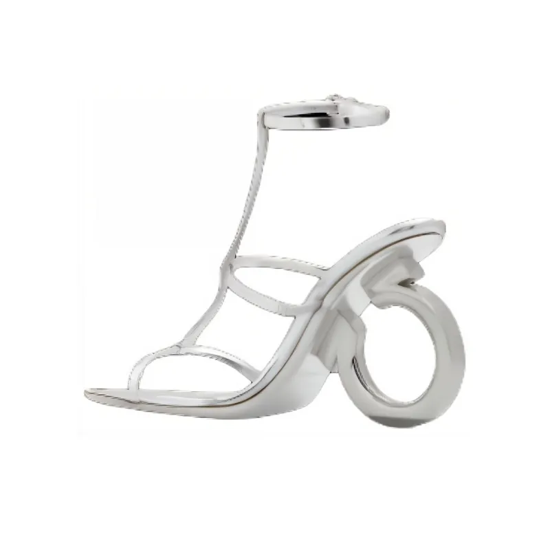 FERRAGAMO Elina 105mm Metallic-finish Sandals-3