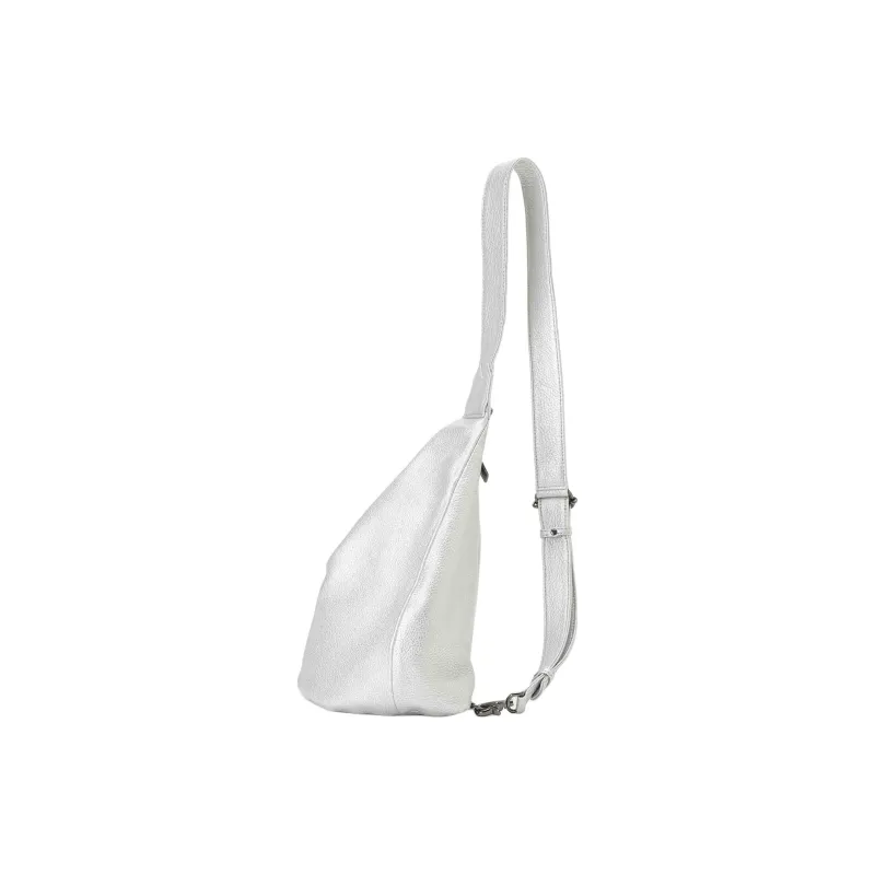 Yohji Yamamoto Cow Leather Crossbody Bag Shoulder Bag Small Size Unisex Silver-1