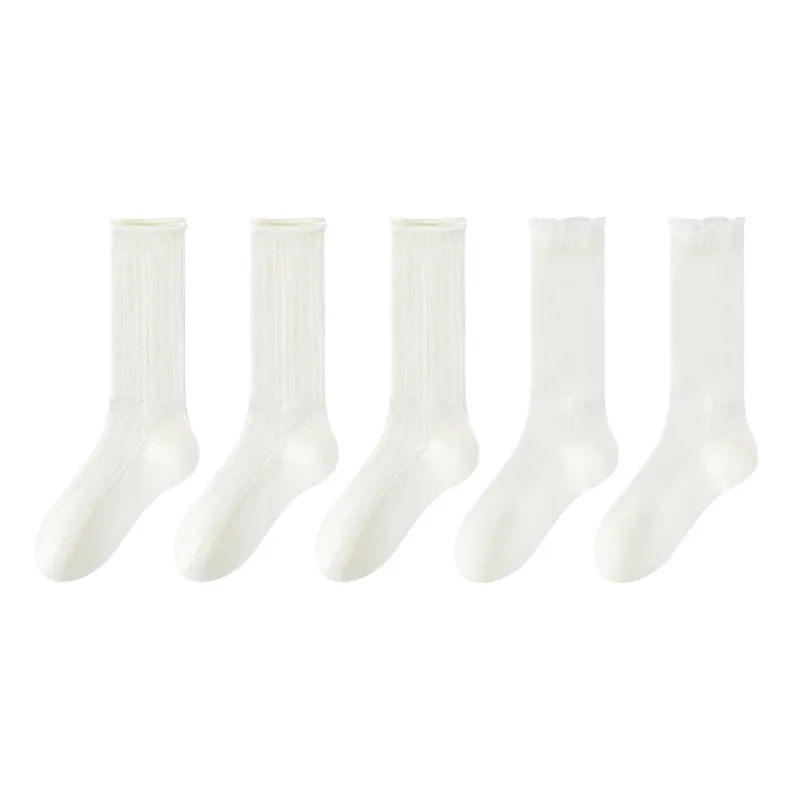 MIIOW Mid Calf Socks Women's 5 Pack-4