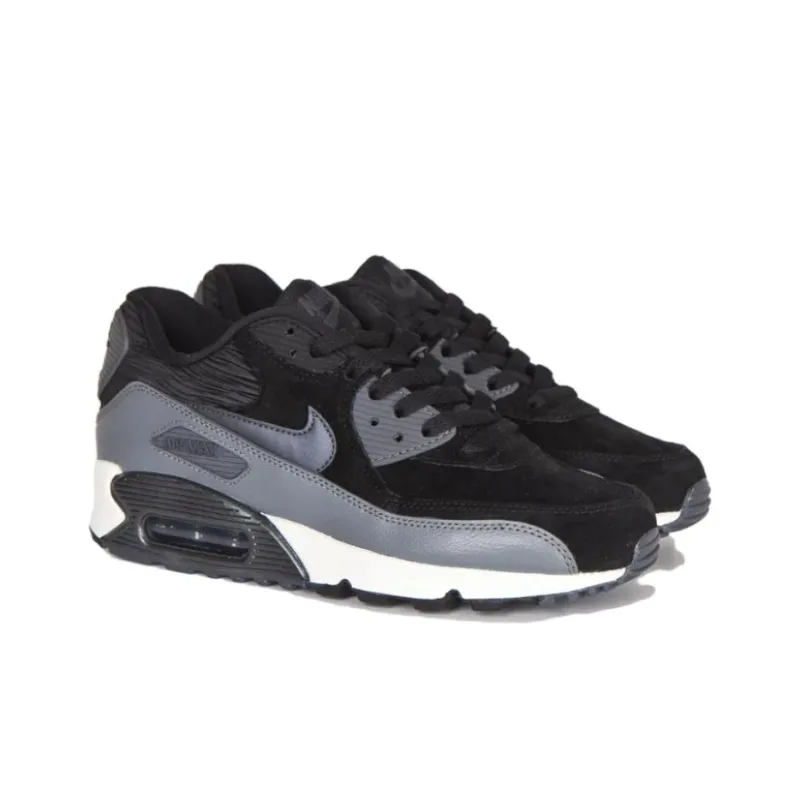 Nike Air Max 90 Leather Black Dark Grey Women's-1