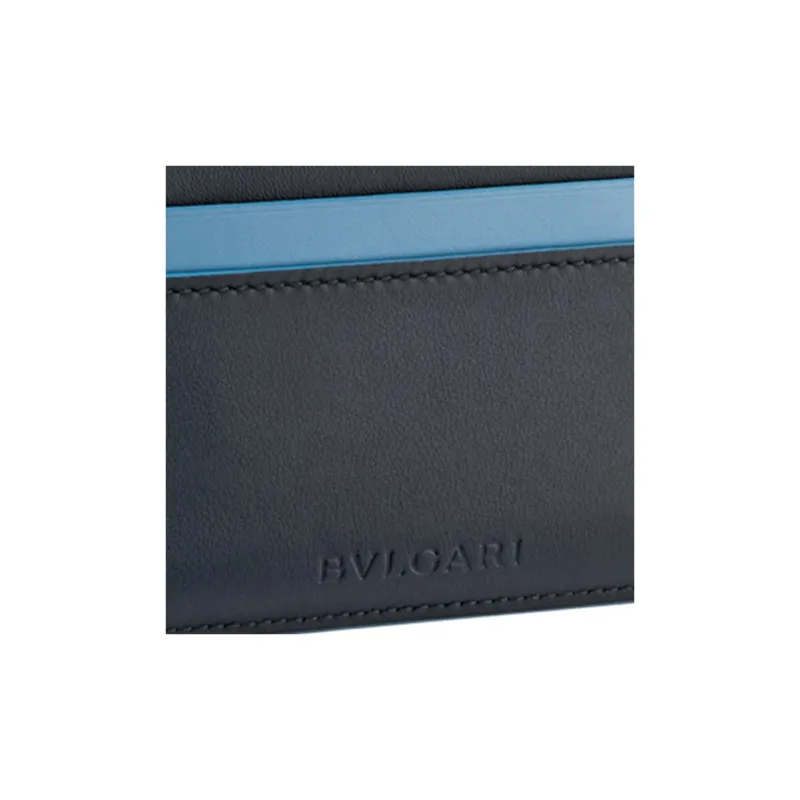 BVLGARI Calfskin Card Holder Men's Black-2