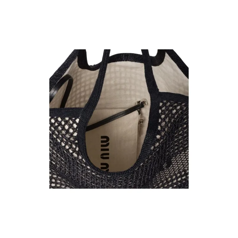 MIU MIU Yarn With Linen Handbag Women's Black-4