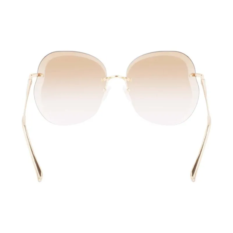 LONGCHAMP Metal Irregular Shape Sunglasses Women's Gold-4