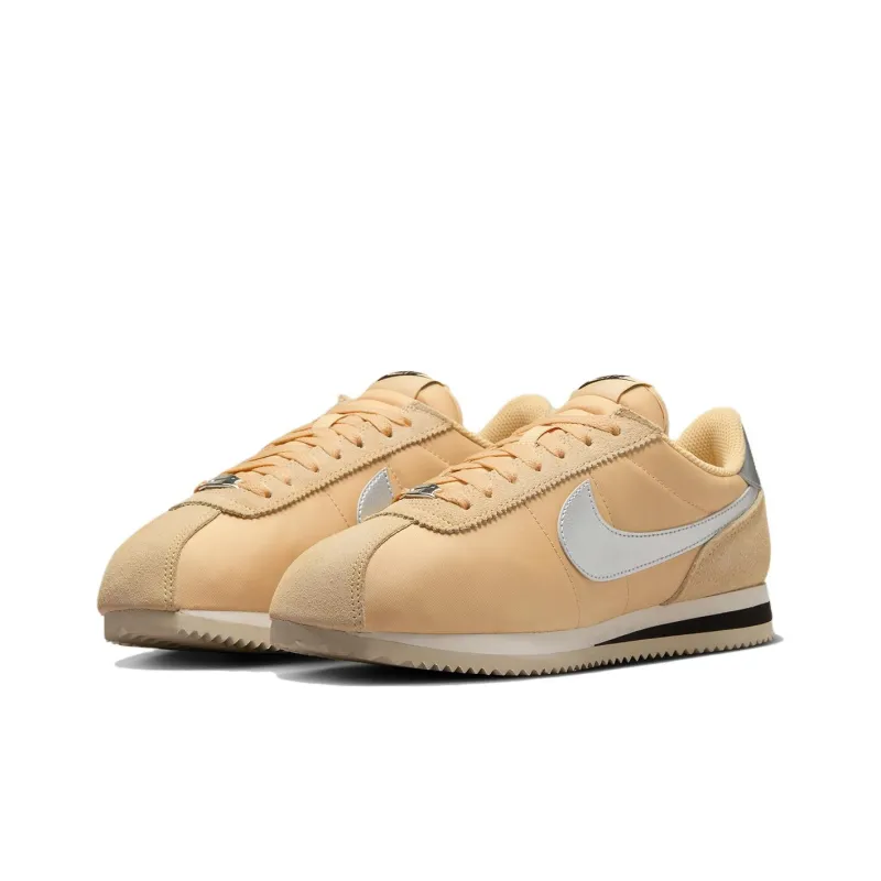 Nike Cortez Textile Sesame Light Orewood Brown Black Metallic Silver Women's-2