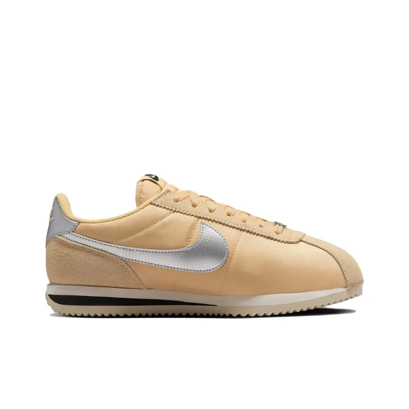 Nike Cortez Textile Sesame Light Orewood Brown Black Metallic Silver Women's-1