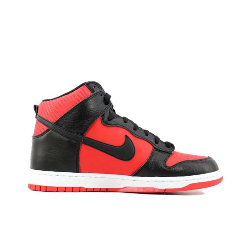 Nike Dunk High Tumbled Leather Black Varsity Red-1