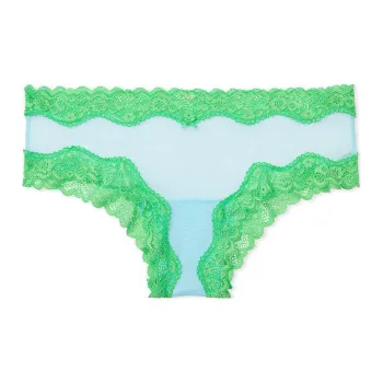 Victoria's Secret PINK Tease Mesh Lace-Trim Cheeky Panty / CDB Underpants Women's 1 Pack Blue