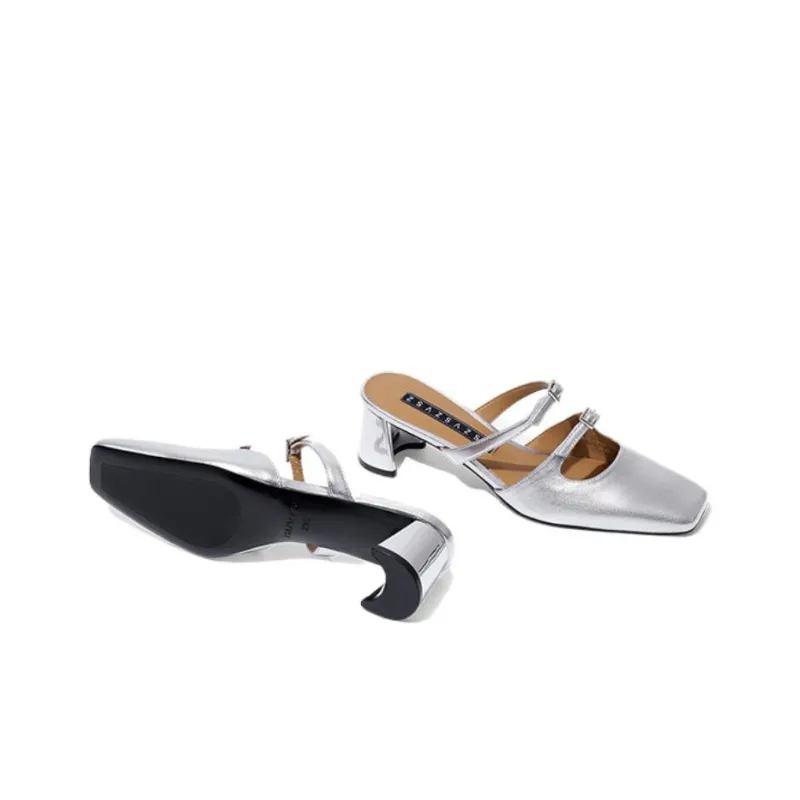 ZSAZSAZSU Rubber Sole Wrap-toe Slippers Women's Silver-4