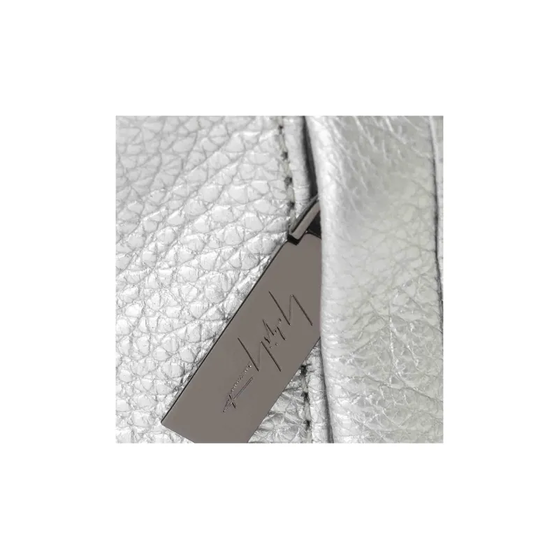 Yohji Yamamoto Cow Leather Crossbody Bag Shoulder Bag Small Size Unisex Silver-5