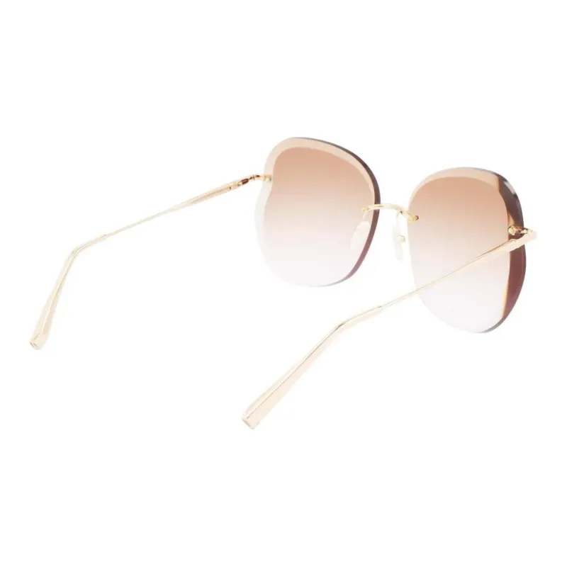 LONGCHAMP Metal Irregular Shape Sunglasses Women's Gold-5
