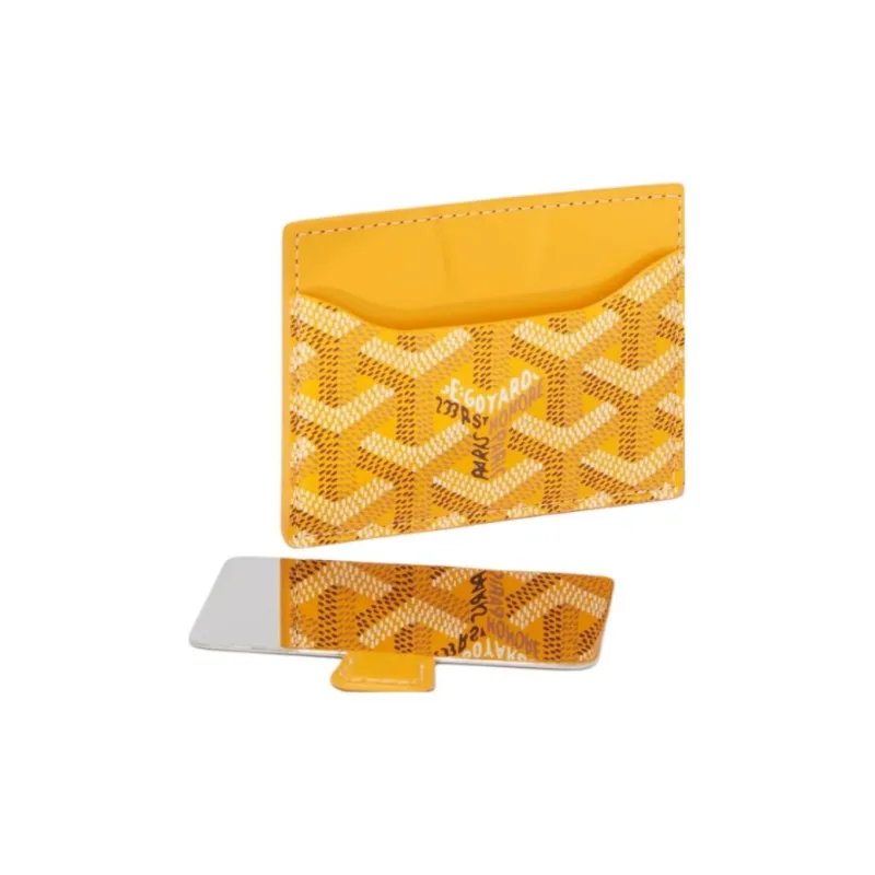 GOYARD Canvas With Calfskin Card Holder Unisex Yellow-1