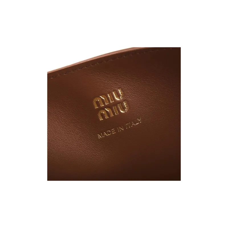MIU MIU Smooth Leather Wallet Purse Women's Cognac Mixed Yellow-4