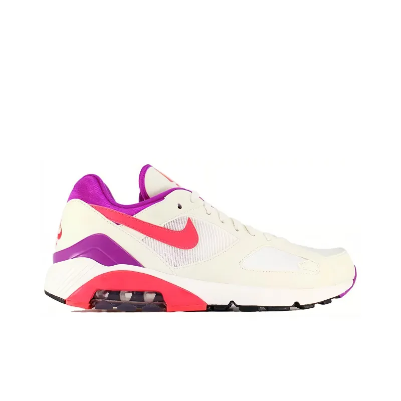 Nike Air Max 180 Cushioning, Wear Resistant Low Top Running Shoes Men's White Red-1