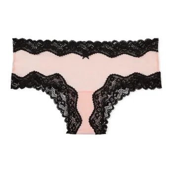 Victoria's Secret PINK Tease Mesh Lace-Trim Cheeky Panty / PP Underpants Women's 1 Pack Pink