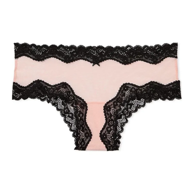 Victoria's Secret PINK Tease Mesh Lace Trim Cheeky Panty / PP Underpants Women's 1 Pack Pink-0