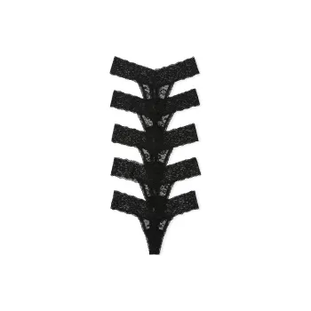 Victoria's Secret PINK/VICTORIA'S SECRET 5-Pack Lace Thong Panties/Black Underpants Women's 5 Pack Black