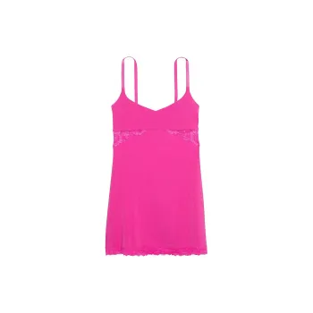 Victoria's Secret PINK/VICTORIA'SSECRET Modal Lace Trim Sweetheart Slip Dress Nightgown Women's Fuchsia