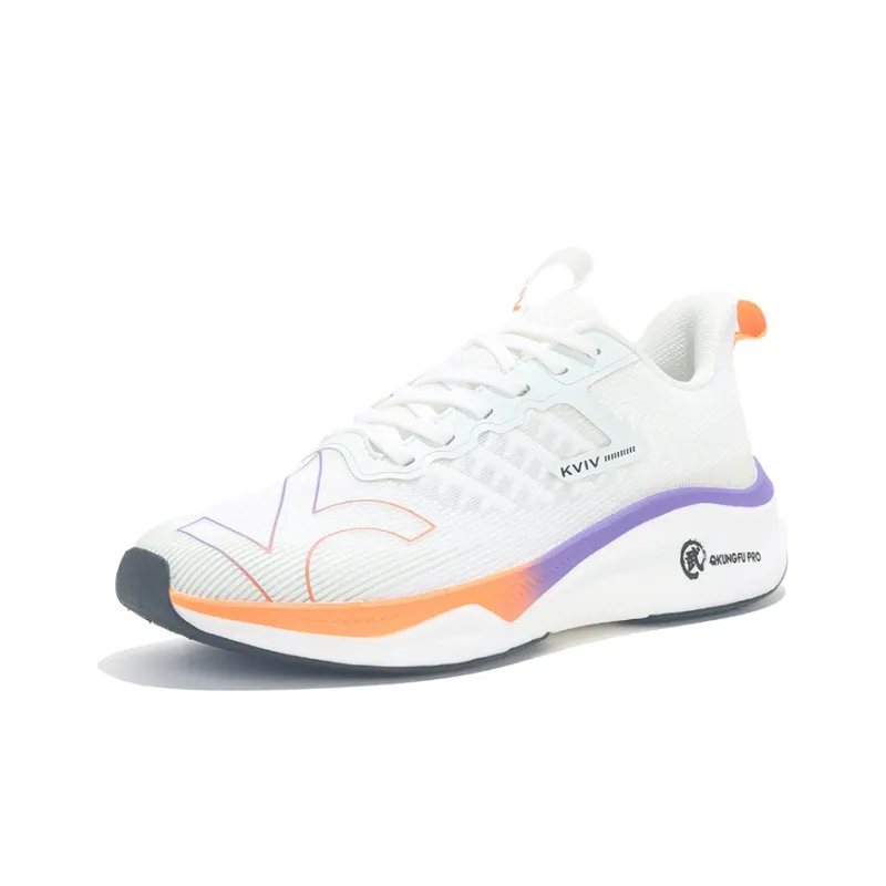 KVIV Cushioning Anti Slip And Wear Resistant Breathable Coverage Low Top Running Shoes Unisex White-4