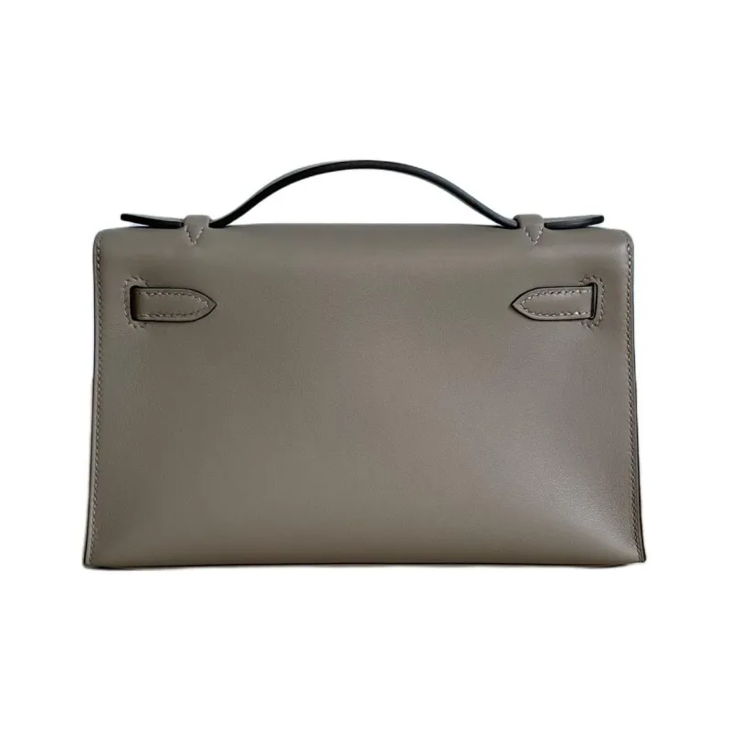 HERMES Kelly Swift Leather Kelly Bag Clutch Mini Women's Starry Gray-2