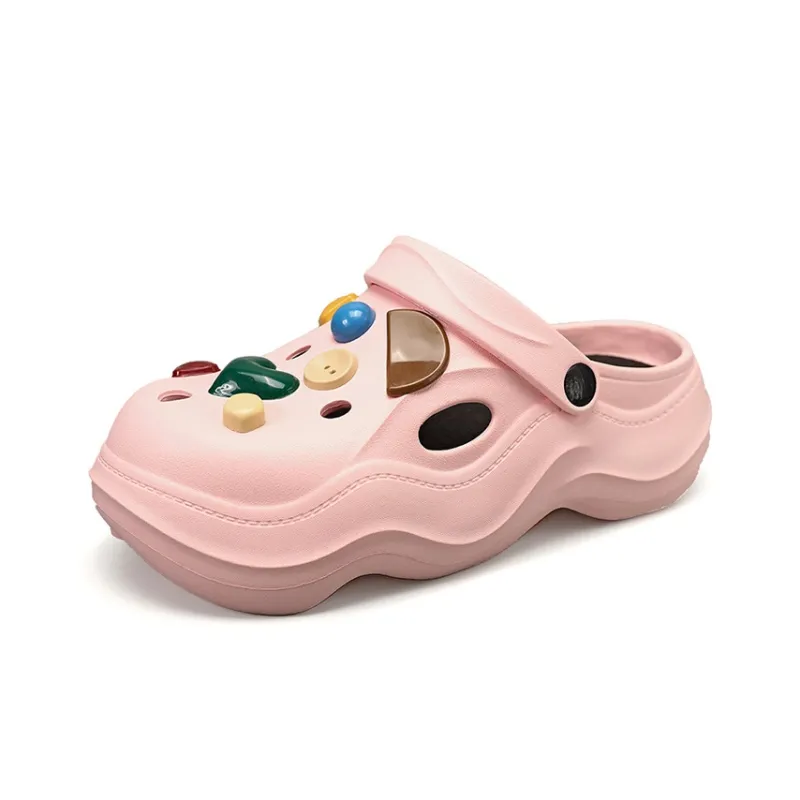 OUBT Wave Bottom Gemstone Decoration Closed Toe Clogs Women's-7