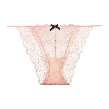 Victoria's Secret PINK Floral Lace Overlay With Fine Ribbon Bikini/P Underpants Women's 1 Pack Peach Pink