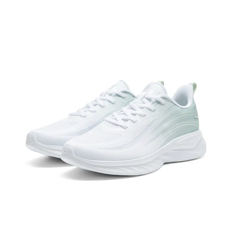PEAK Cushioning Abrasion Resistant Breathable Slip Resistant Low Top Running Shoes Women's Large White Sprout Green-2