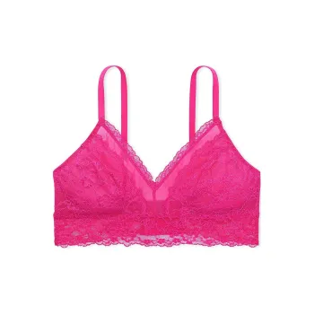 Victoria's Secret Lace Curvy Bralette / Forever Pink Bra Women's Rose Red
